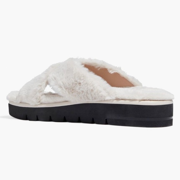 STUART WEITZMAN Roza Lift Chill Faux Fur Platform Slides - Women’s Size 37.5 EU - Picture 4 of 10